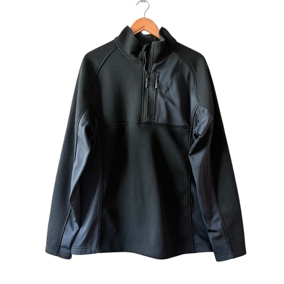 Spyder Black Quarter-Zip Pullover Fleece Top - Picture 1 of 14